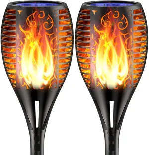 Balight Solar Torch Lights, 96 LED Waterproof Flickering Flames Solar Lights Outdoor Landscape Decoration Lighting Dusk to Dawn Auto On/Off Security Torch Light for Patio Garden Yard Driveway