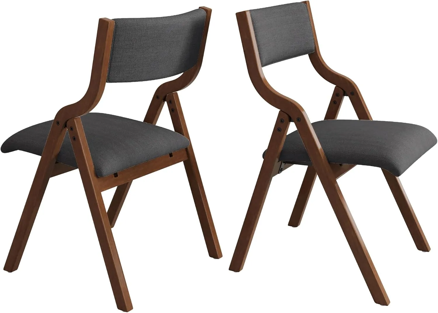 Ball & Cast Upholstered Folding Chairs Set of 2,with Ergonomically Designed Back and Solid Wood Frame,Portable Activity Meeting Chair, for Dining Room,Outdoor Events,No Assembly Required,Grey Walnut