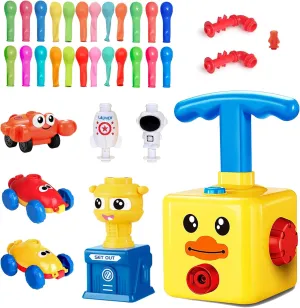Balloon Car Toy Pump Set, Balloon Launcher Car Toy Set, Balloon Powered Car Toys, Balloon Racers Toy with Pump, Balloon Animals Kit with Pump, Creative Inflatable Racing Car for Kids (Duck)