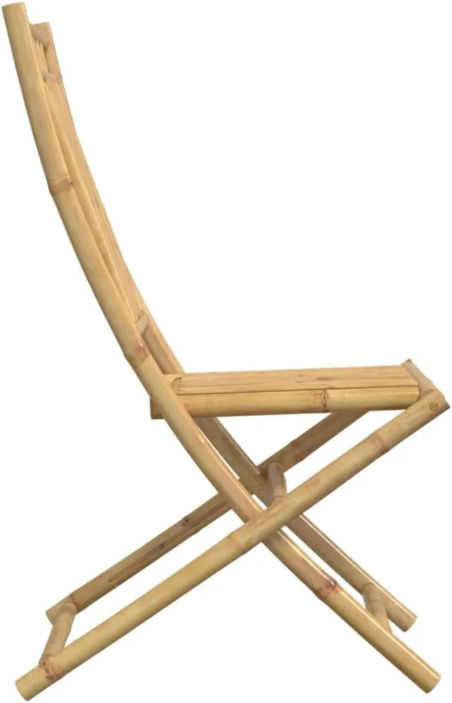 Bamboo Folding Patio Chairs Set of 2 Outdoor Lounge Dining Chairs with Backrest Foldable, Natural Bamboo, 18.1" x 26" x 39"