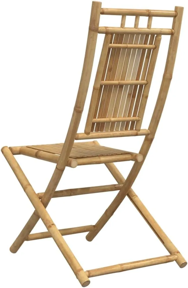 Bamboo Folding Patio Chairs Set of 2 Outdoor Lounge Dining Chairs with Backrest Foldable, Natural Bamboo, 18.1" x 26" x 39"