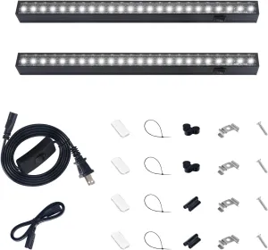 Barrina T5 Plant Lights for Indoor Growing, 1FT 10W (2 X 5W) Led Grow Light with Magnetic Design, Full Spectrum Grow Light Strip with Black Cover, Plug and Play, 5000K, 2 Packs