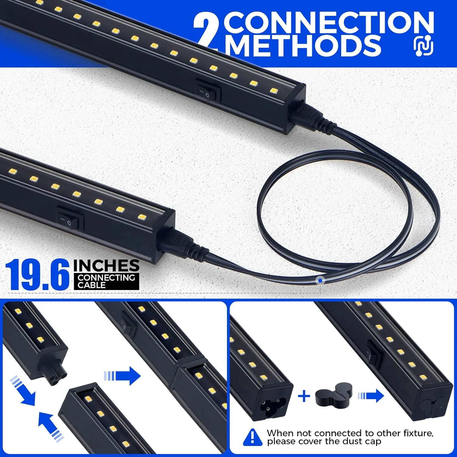 Barrina T5 Plant Lights for Indoor Growing, 1FT 10W (2 X 5W) Led Grow Light with Magnetic Design, Full Spectrum Grow Light Strip with Black Cover, Plug and Play, 5000K, 2 Packs