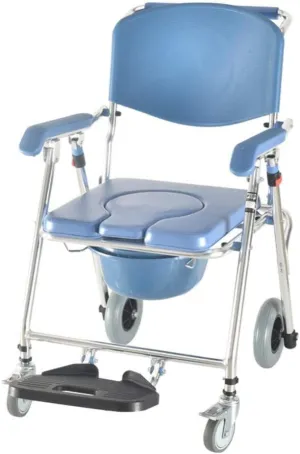 Bath Seat Folding Heightening Bath Chair for The Elderly Commode Mobile Chair Toilet Chair with Wheeled Seat Wheelchair Shower Transport Chair