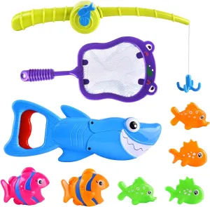 Bath Toys for Kids Shark Fishing Game Set for Toddlers Non-Toxic Bathtub & Pool Toys for Ages 3-8 Fun Swimming Shark Grabber Water Table Toys Mold-Free Bath Time Toys for Boys & Girls