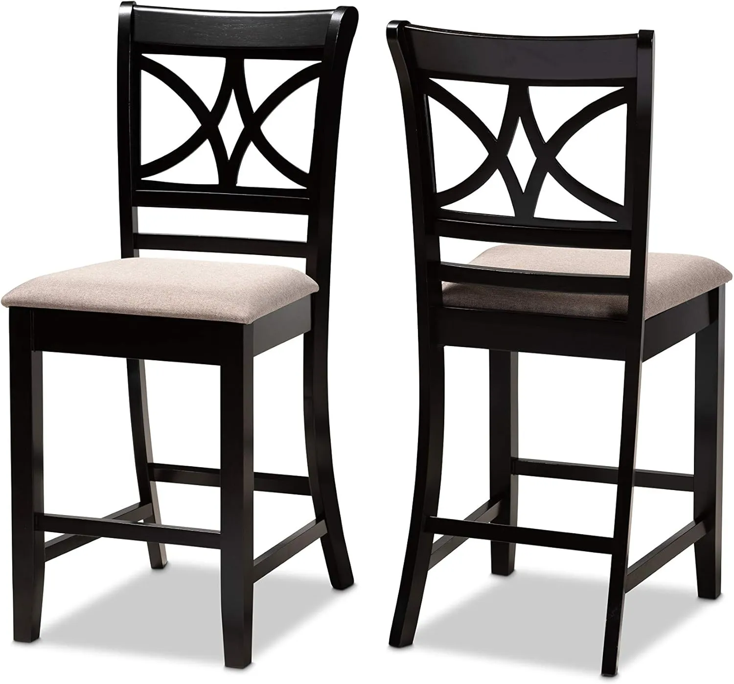 Baxton Studio Chandler Modern and Contemporary Sand Fabric Upholstered and Espresso Brown Finished Wood 2-Piece Counter Height Pub Chair Set