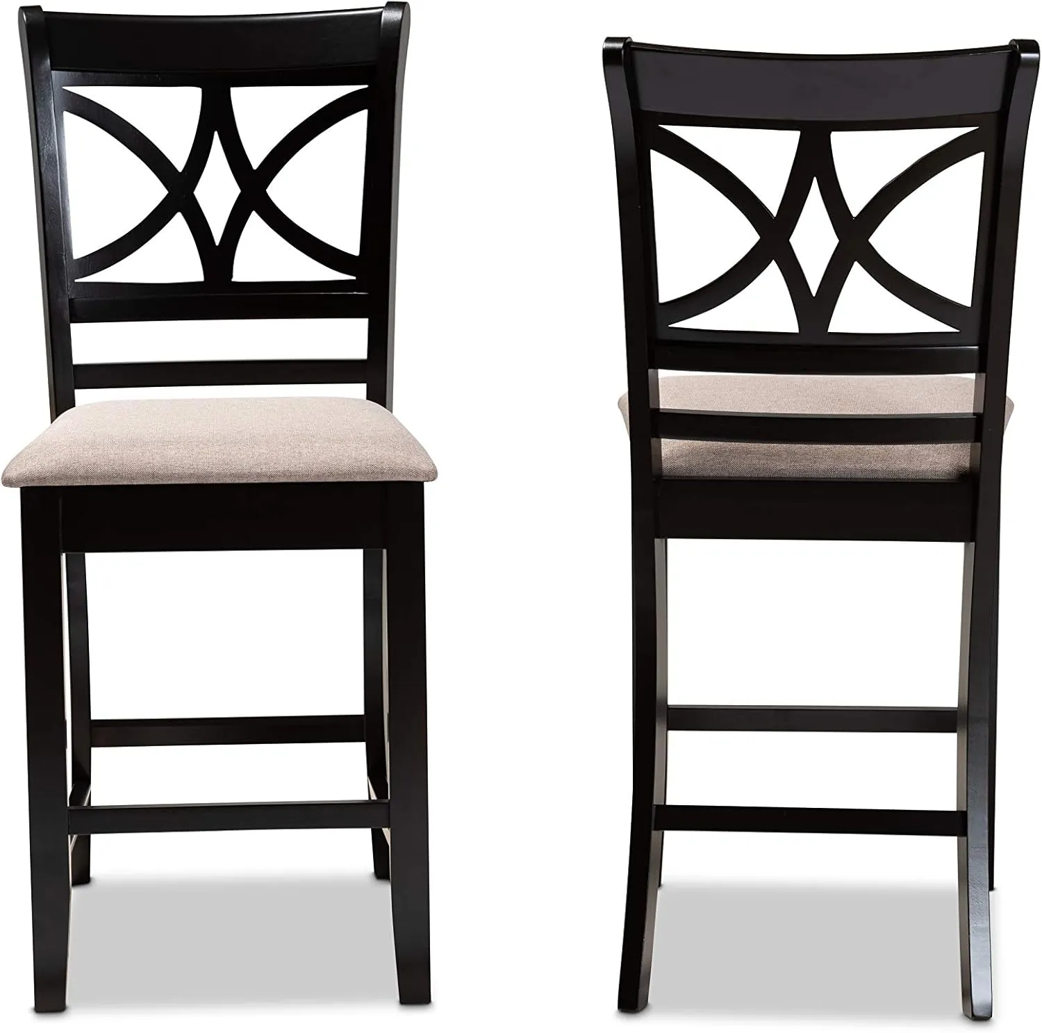 Baxton Studio Chandler Modern and Contemporary Sand Fabric Upholstered and Espresso Brown Finished Wood 2-Piece Counter Height Pub Chair Set