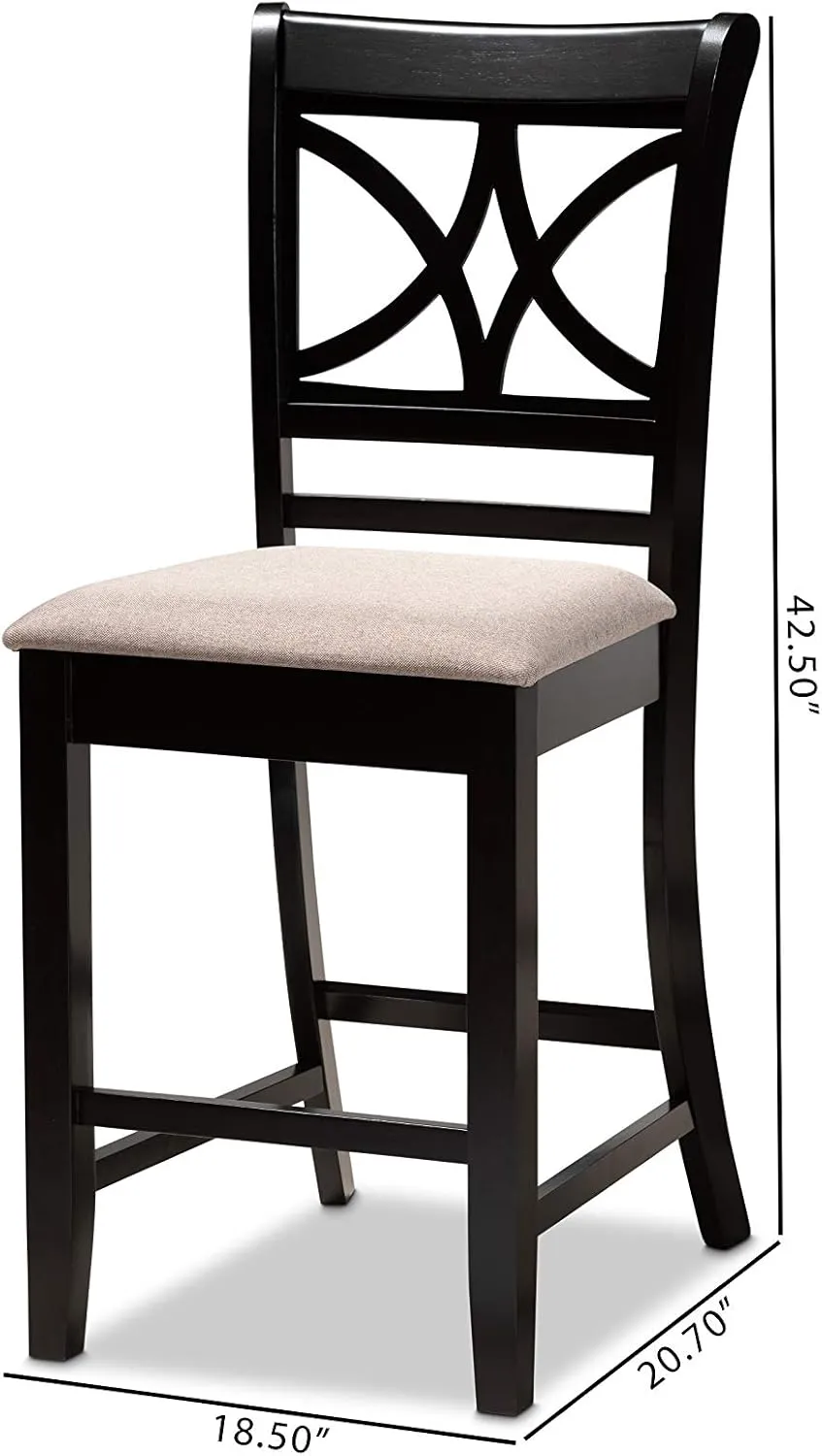 Baxton Studio Chandler Modern and Contemporary Sand Fabric Upholstered and Espresso Brown Finished Wood 2-Piece Counter Height Pub Chair Set