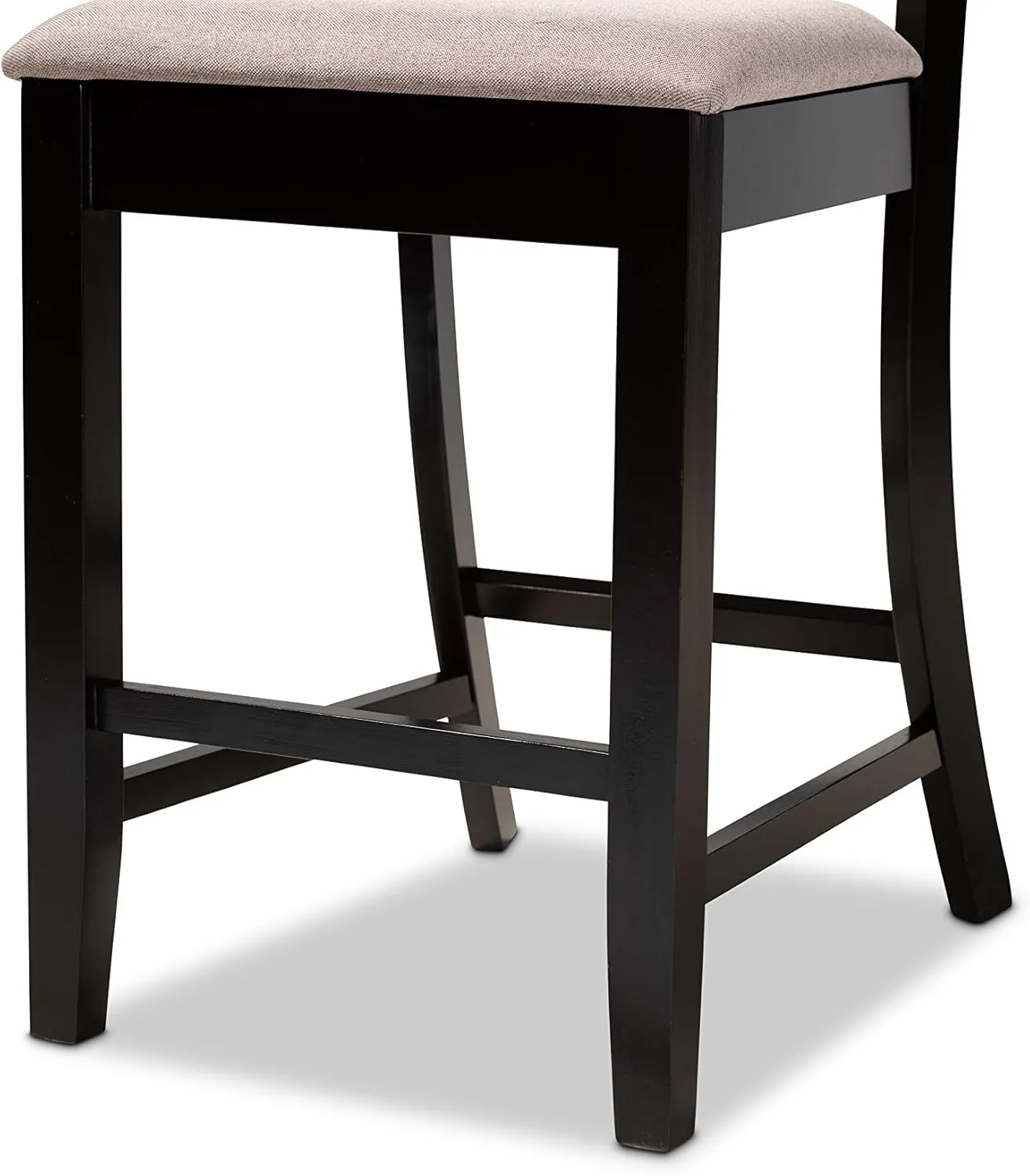 Baxton Studio Chandler Modern and Contemporary Sand Fabric Upholstered and Espresso Brown Finished Wood 2-Piece Counter Height Pub Chair Set