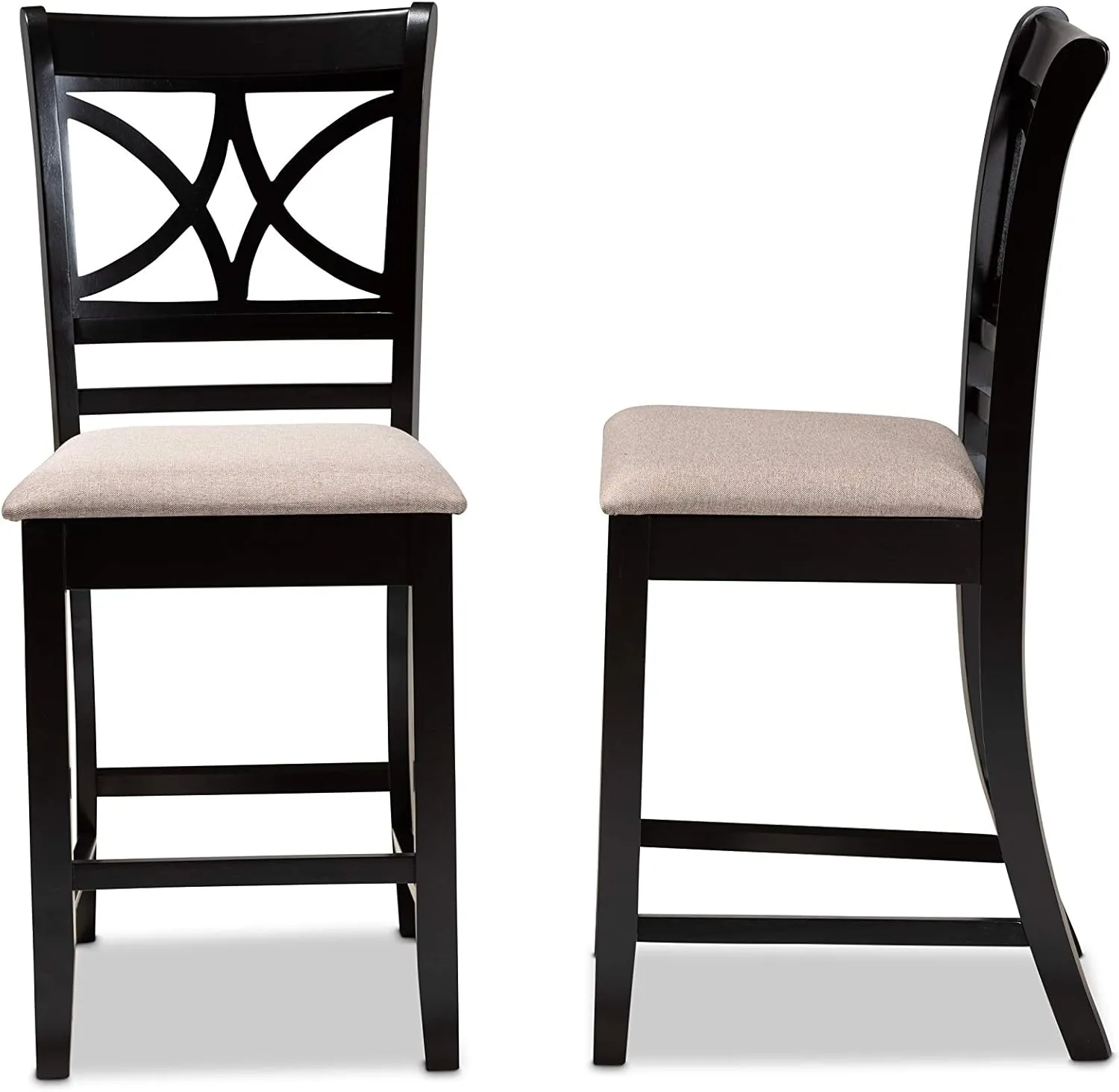Baxton Studio Chandler Modern and Contemporary Sand Fabric Upholstered and Espresso Brown Finished Wood 2-Piece Counter Height Pub Chair Set