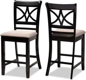 Baxton Studio Chandler Modern and Contemporary Sand Fabric Upholstered and Espresso Brown Finished Wood 2-Piece Counter Height Pub Chair Set