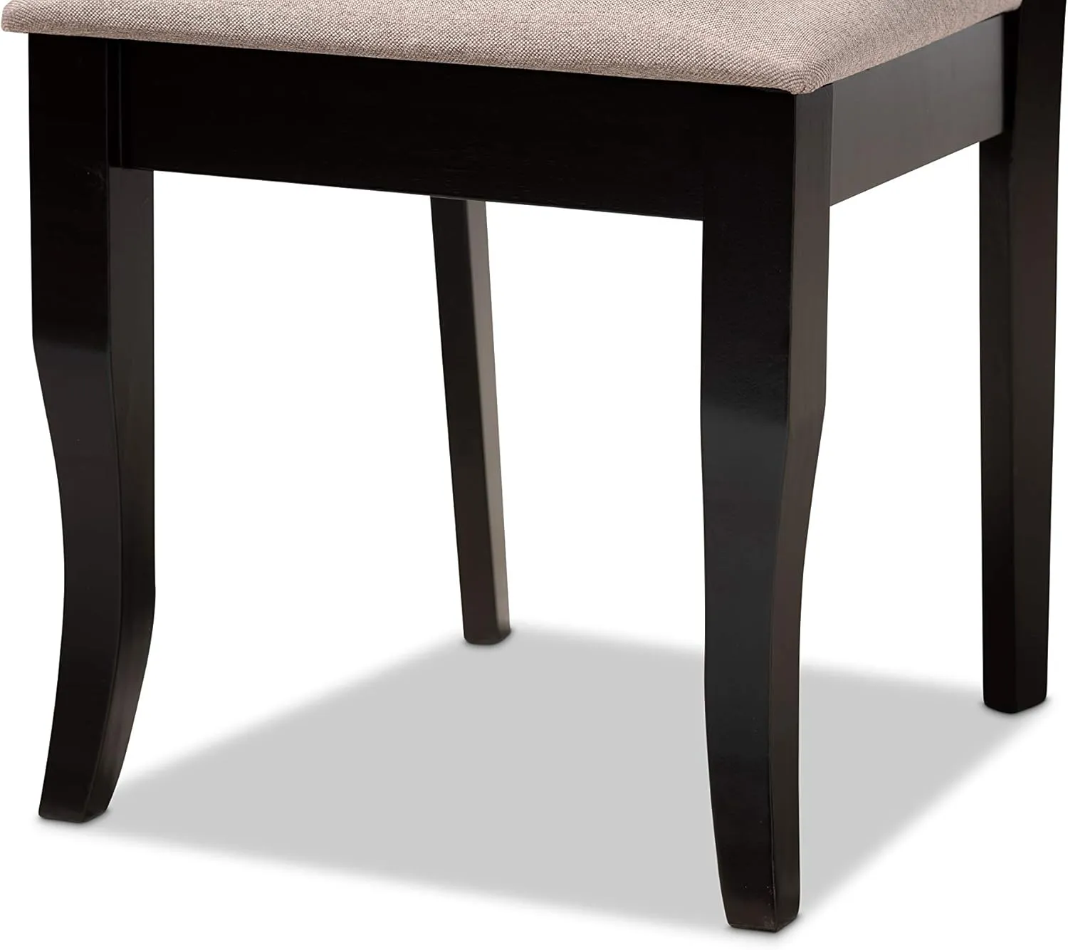 Baxton Studio Mael 2-Piece Modern Dining Chair Set, Sand/Espresso Brown, Oak Wood & Fabric, Upholstered, Open Back, Espresso Brown Finish, Saber Legs, Requires Assembly