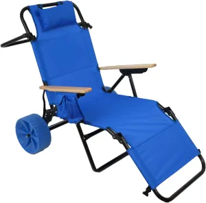Beach Cart Chairs with Integrated Wagon and Foldable Lounge Design, 2 in 1 Functionality, Light Blue