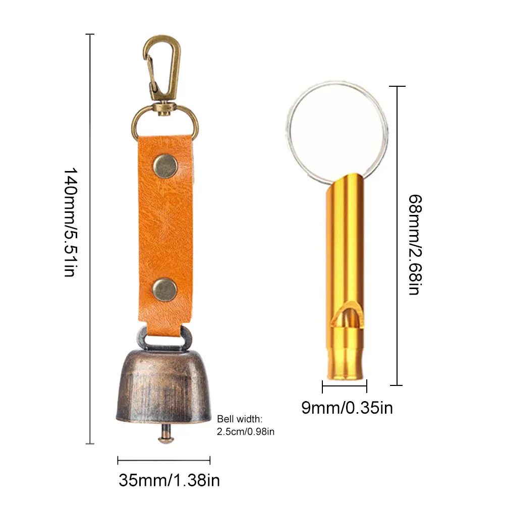 Bear Bell with Whistle Set with Magnetic Silencer Bear Repelling Bell Hanging Bear Bell Outdoor Camping Hiking Emergency Gear