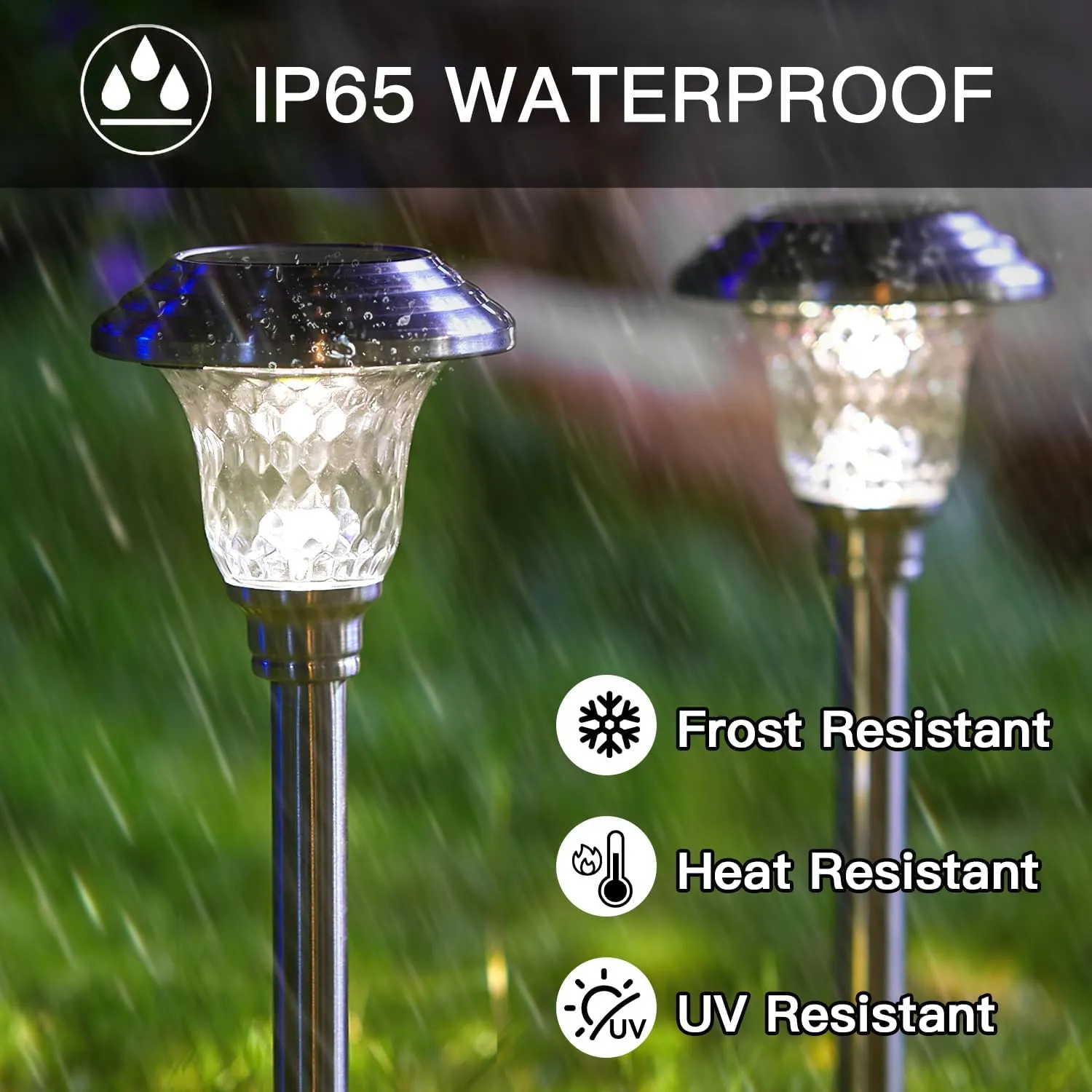 BEAU JARDIN 8 Pack Solar Pathway Lights Outdoor Stainless Steel Lights Solar Powered Waterproof Glass High Lumen Garden Landscape Path Yard Walkway Driveway Outside Color Changing Cool White Silver