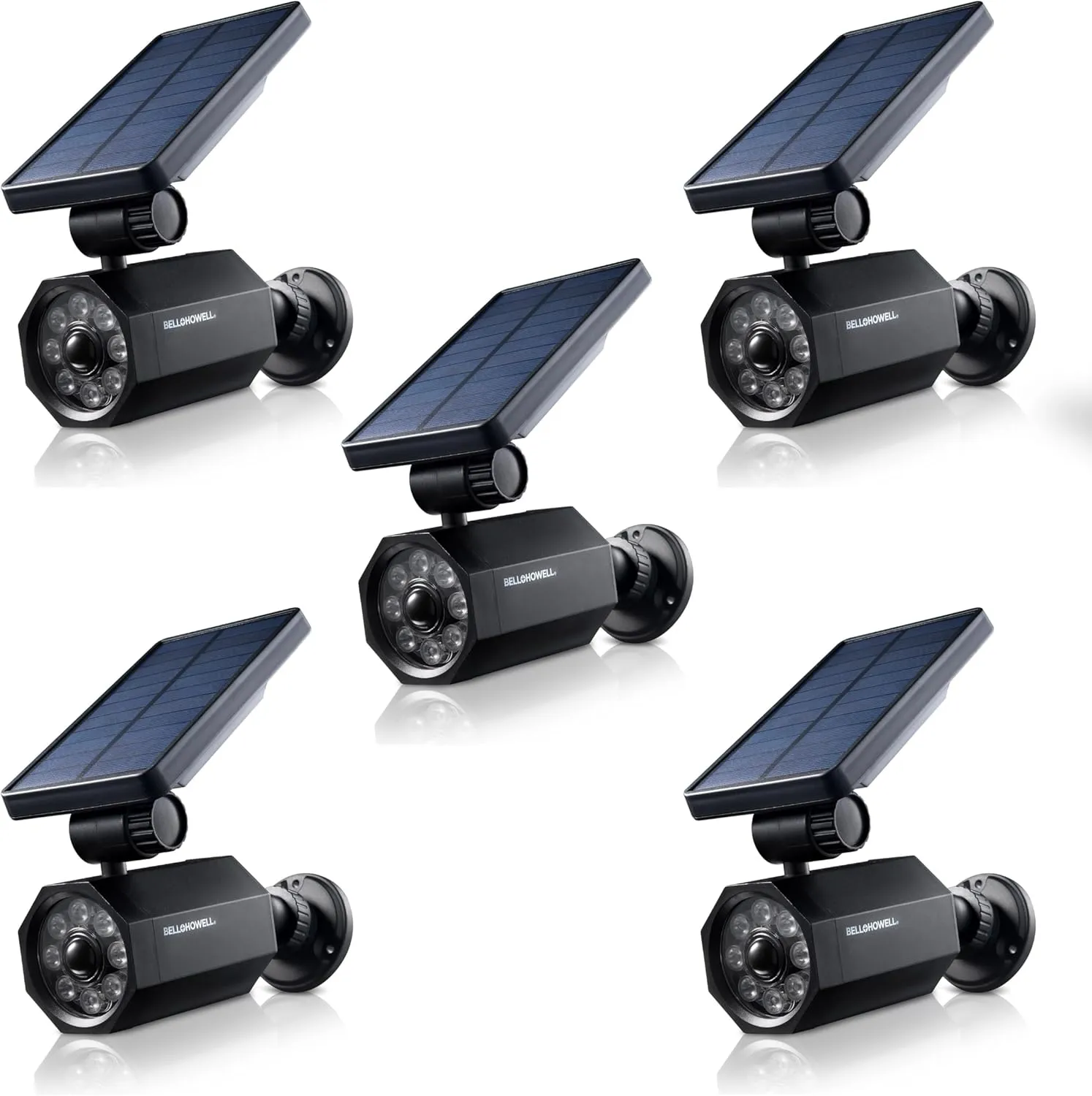 Bell   Howell Bionic Spotlight Solar Spot 25 Feet Motion Sensor, Sun Panels, Waterproof Frost Resistant Patio, Yard and Outdoor Lighting As Seen On TV, 5 pack, Black