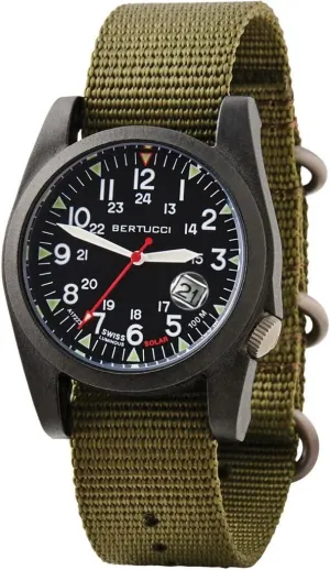 BERTUCCI A-3PS Solar Field Watch | Optic White Dial/Black Case | Nylon Band