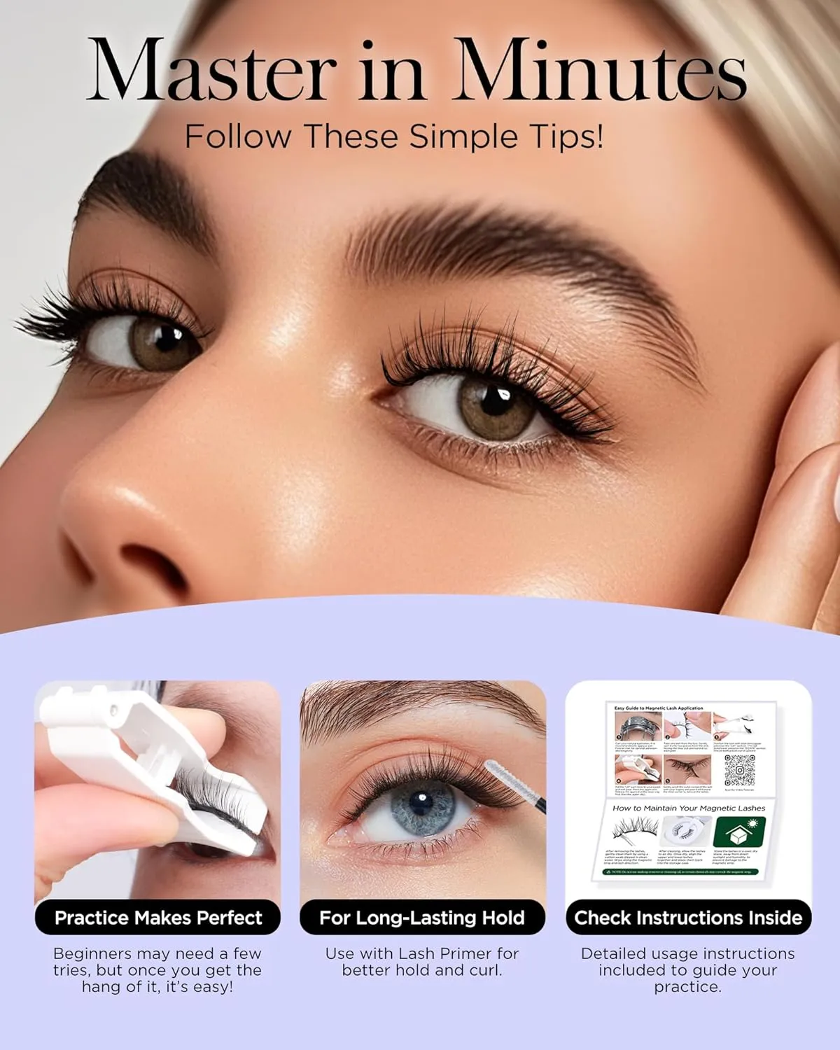 BEYELIAN Magnetic Eyelashes with Applicator Kit, Reusable Natural Look 3D Lashes, Easy Apply Soft Upgrade Magnetic Lashes for Eye Makeup (Lightweight & Soft)