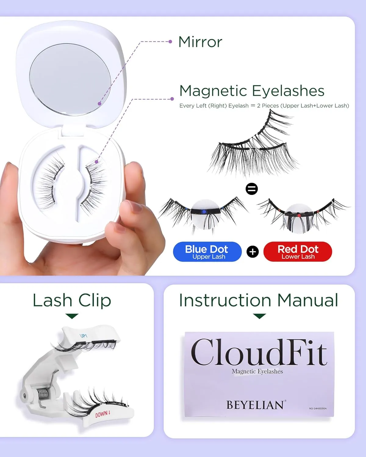 BEYELIAN Magnetic Eyelashes with Applicator Kit, Reusable Natural Look 3D Lashes, Easy Apply Soft Upgrade Magnetic Lashes for Eye Makeup (Lightweight & Soft)