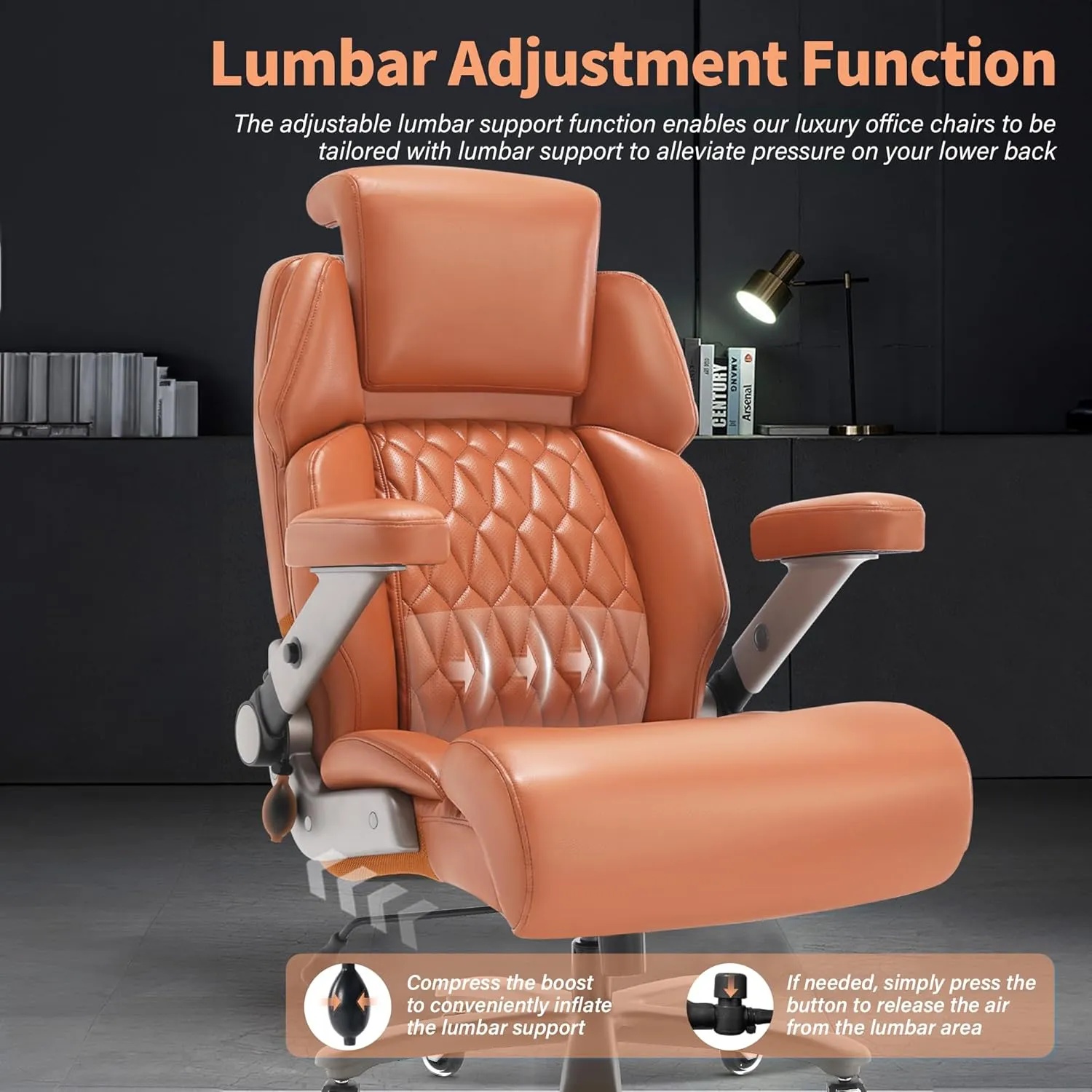 Big and Tall Office Chair 500lbs - Adjustable Headrest&Lumbar Support, 3D Flip Arms, Large Wheels &Heavy Duty Metal Base, Ergonomic High Back Computer Chair Desk Chair, Thick Padded Extra Wide Seat