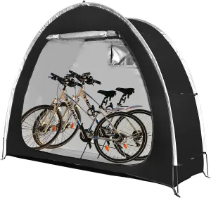 Bike Tent Foldable Bike Storage Shed Waterproof Porable Bicycle Storage Cover Shelter with Window for Outdoor,Garden,Camping and Hiking dark black