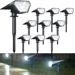 Biling Solar Spot Lights - 2-in-1 Outdoor Landscape Lights, 12 LED Bulbs - Solar Powered, IP67 Waterproof & Adjustable for Patio, Pathway, Yard, Garden, Driveway & Pool