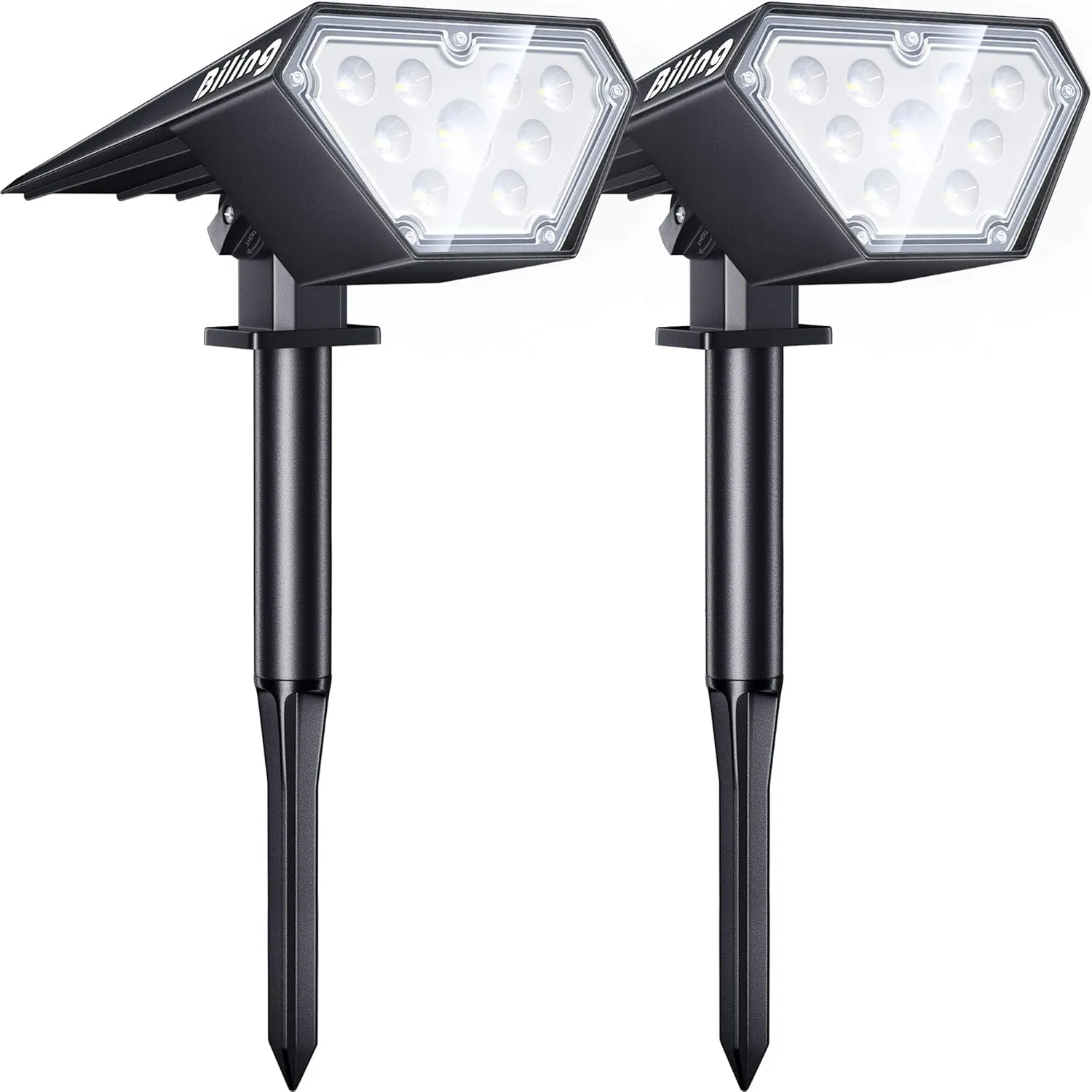 Biling Solar Spot Lights Outdoor, 2-in-1 Solar Landscape Lights 12 LED Bulbs Solar Powered IP67 Waterproof Adjustable Wall Light for Patio Pathway Yard Garden Driveway Pool - White（2pack）
