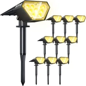 Biling Solar Spot Lights Outdoor, Bright 700 Lumen IP67 Waterproof Adjustable Landscape Lights for Patio Pathway Yard Garden Driveway Pool - Warm White (10 Pack)