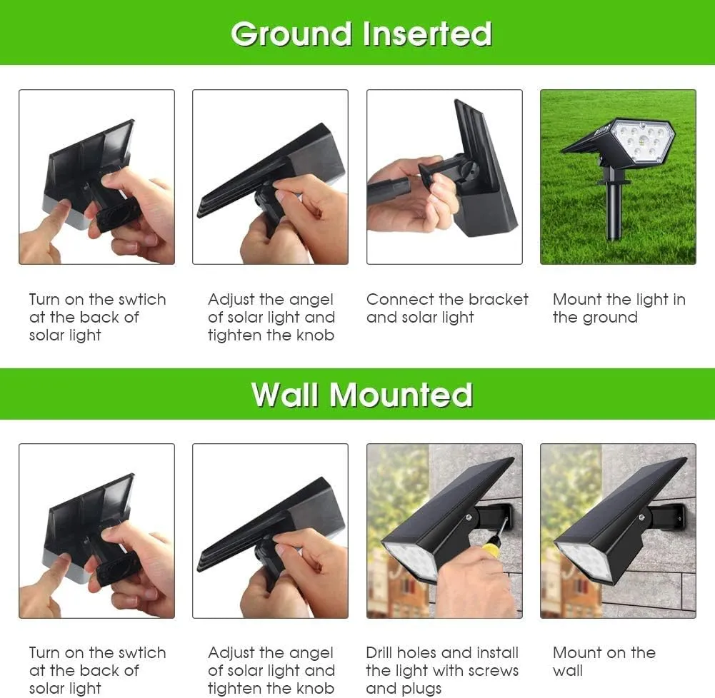 Biling Solar Spot Lights Outdoor, Bright 700 Lumen IP67 Waterproof Adjustable Landscape Lights for Patio Pathway Yard Garden Driveway Pool - Warm White (10 Pack)
