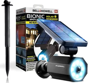 Bionic Spotlight Deluxe by Bell Howell Solar-Powered Spot Light 25 Feet Motion Sensor, Sun Panels, Waterproof Frost Resistant Patio, Yard and Outdoor Lighting As Seen On TV, Black…