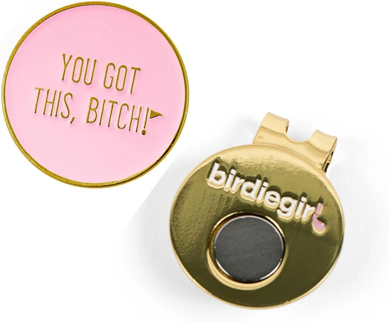 Birdie Girl Women's Golf Ball Marker Hat Clip, Magnetic Golf Ball Marker, Golf Bag Accessories