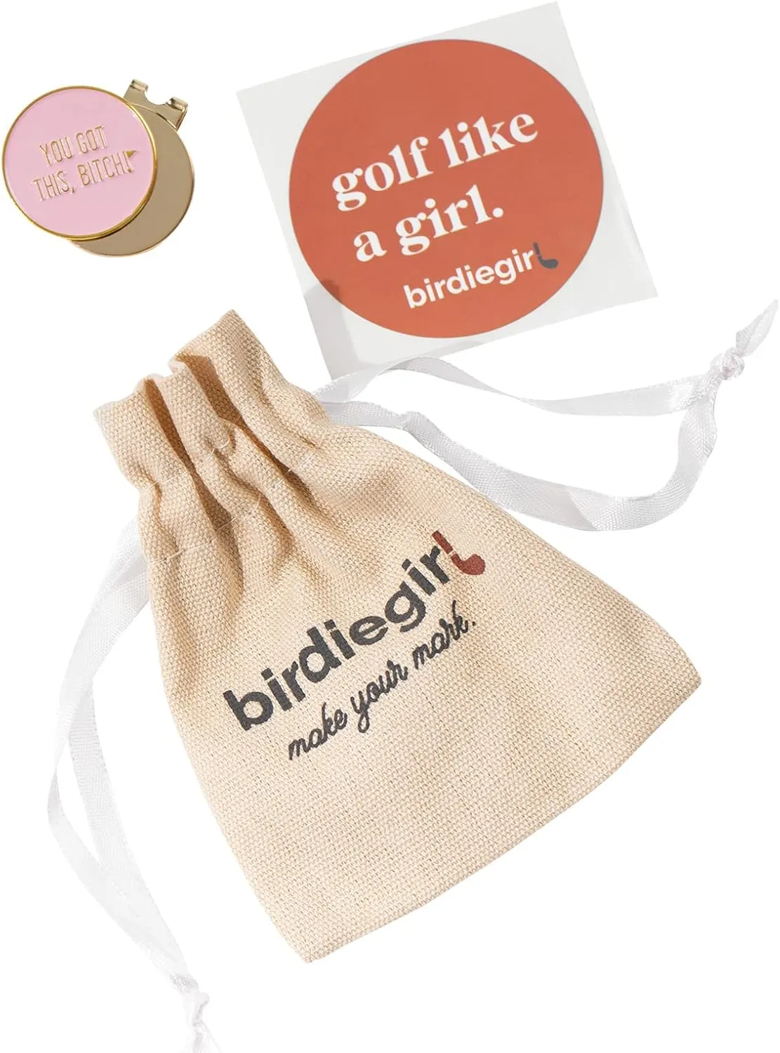 Birdie Girl Women's Golf Ball Marker Hat Clip, Magnetic Golf Ball Marker, Golf Bag Accessories
