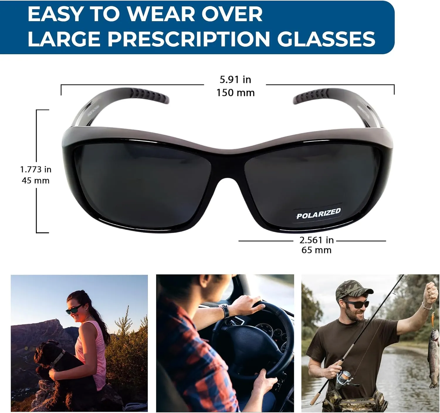 BLUE CUT Fit Over Polarized Sunglasses Solar Shield Sunglasses To Wear Over Glasses