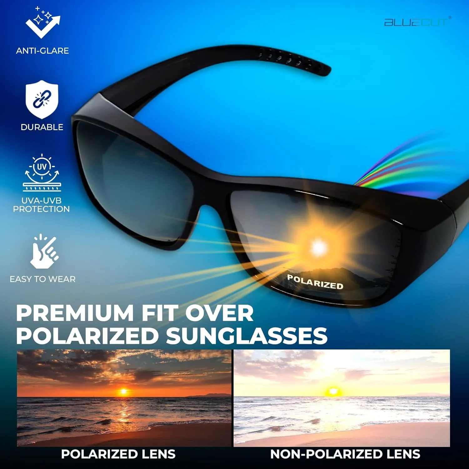 BLUE CUT Fit Over Polarized Sunglasses Solar Shield Sunglasses To Wear Over Glasses