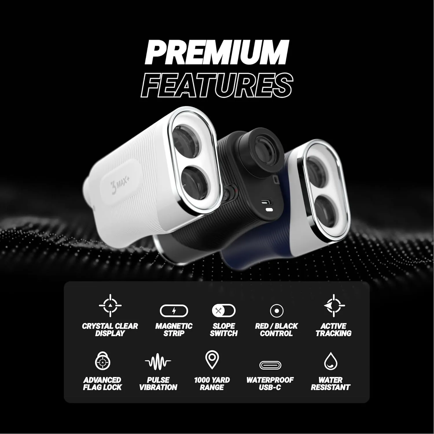 Blue Tees Golf Series 3 Max  Golf Rangefinder with Slope Switch, 1000 Yards Range Finder, 6X Magnification Laser Rangefinder, Slope Measurement, Magnetic Strip, Flag Pole Locking with Pulse Vibration