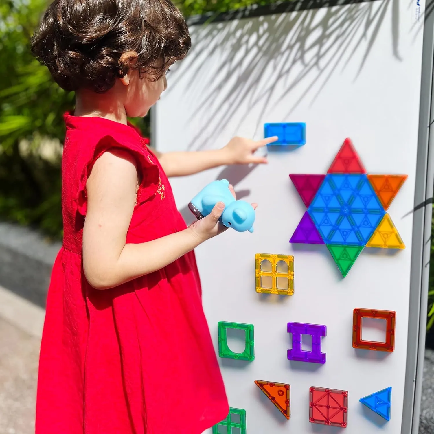 Bmag 130PCS Magnetic Tiles Building Blocks, Clear 3D Magnet Blocks Construction Playboards for Kids Christmas Toy Gift for Toddlers, Educational STEM Preschool Toys for Boys Girls 3 4 5 6 7 8 9  years