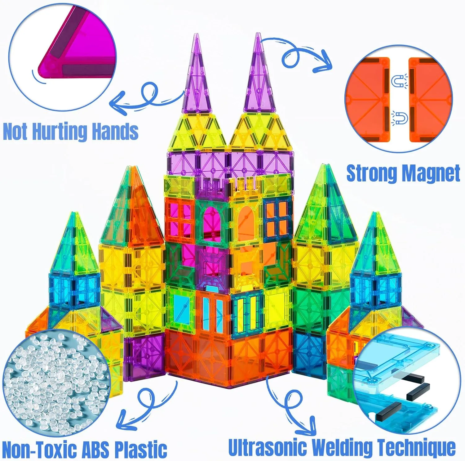 Bmag 130PCS Magnetic Tiles Building Blocks, Clear 3D Magnet Blocks Construction Playboards for Kids Christmas Toy Gift for Toddlers, Educational STEM Preschool Toys for Boys Girls 3 4 5 6 7 8 9  years