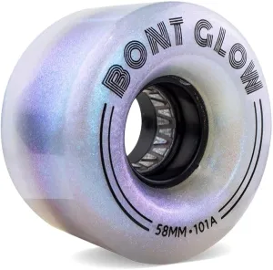 Bont Skates - Glow Light Up LED Indoor Roller Skate Wheels - Jam Shuffle Rhythm Skating - 58mm x 32mm 101A - Pack of 4 (Angelic Aqua)