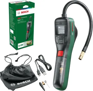 Bosch Home and Garden Electric Air Pump Mini Compressor EasyPump (3.0 Ah battery, 3.6 Volt, 150 PSI, 10.3 bar, LED, in carton packaging)