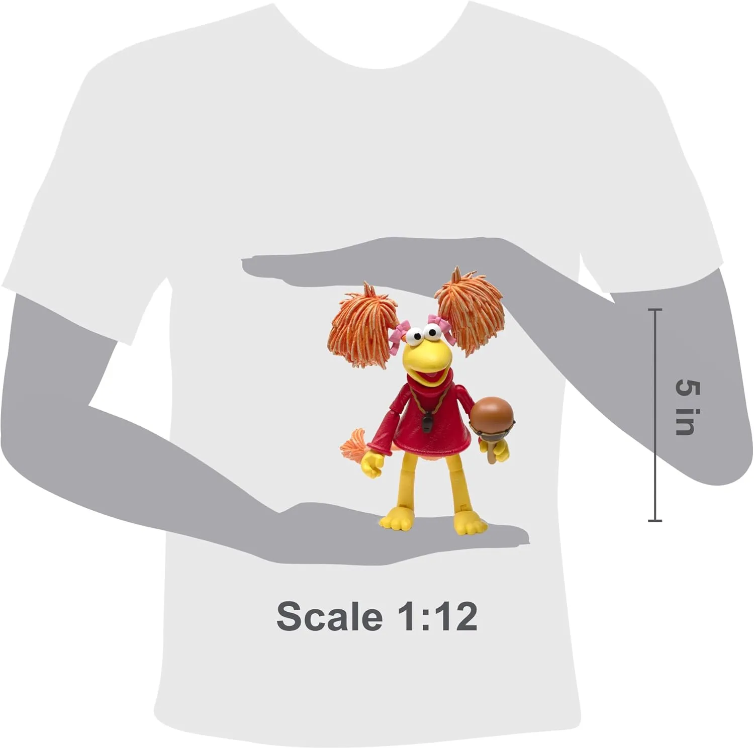 Boss Fight Studio Red, Fraggle Rock Collectible Action Figure – Highly Articulated Figurine - Accessories Including Hat, Magnifying Glass, Whistle, Maracas, Interchangeable Hands & Expression – 1:12
