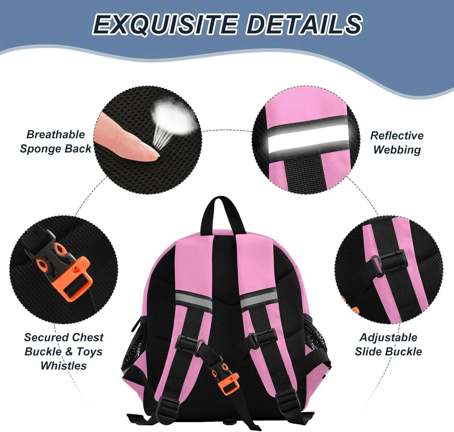 Bright Pink Toddler Backpack for School Kids Backpacks for Girls Boys 3-6 Elementary Preschool Kindergarten Backpack Toddler Bag