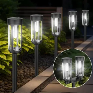 Bright Solar Pathway Lights Outdoor, 8 Pack Solar Powered Garden Lights Waterproof, Auto On/Off Yard Lawn Patio Walkway Driveway Decor Landscape Lighting White Lights