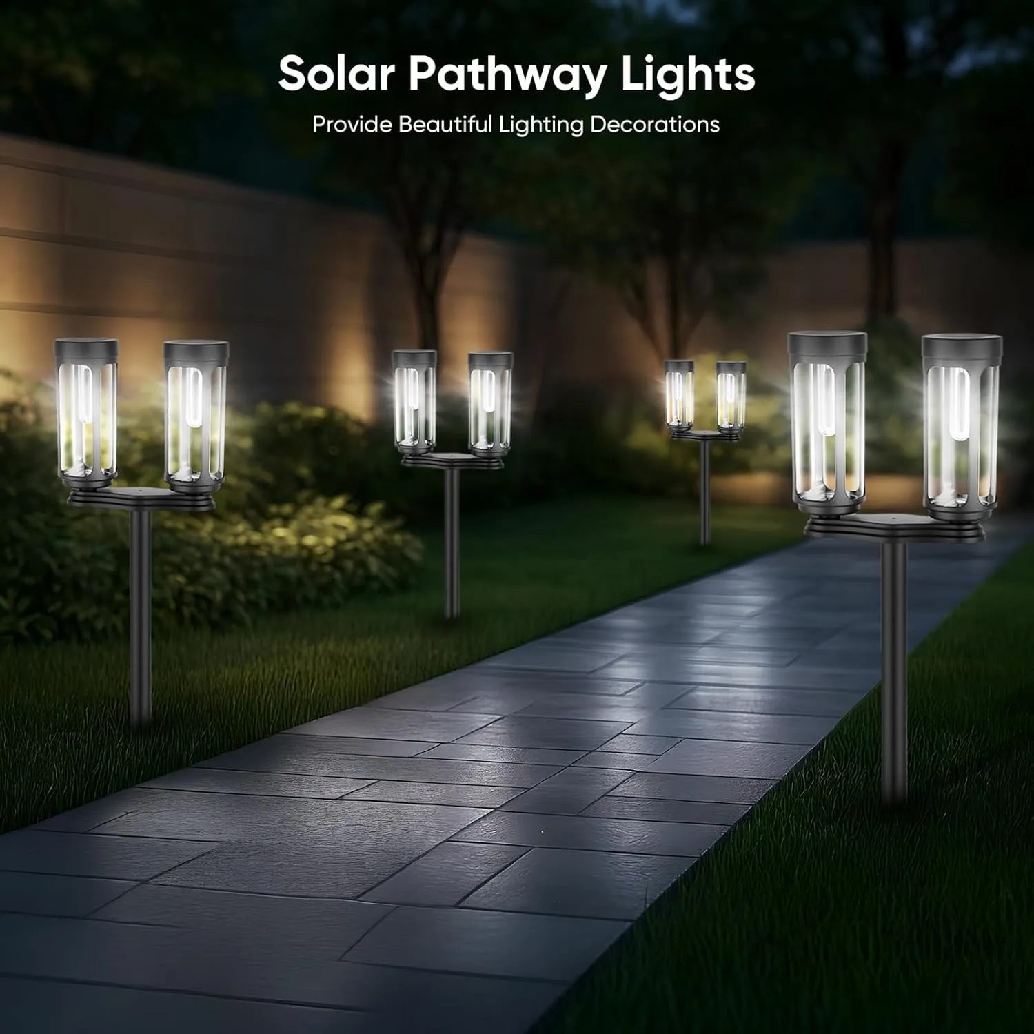 Bright Solar Pathway Lights Outdoor, 8 Pack Solar Powered Garden Lights Waterproof, Auto On/Off Yard Lawn Patio Walkway Driveway Decor Landscape Lighting White Lights