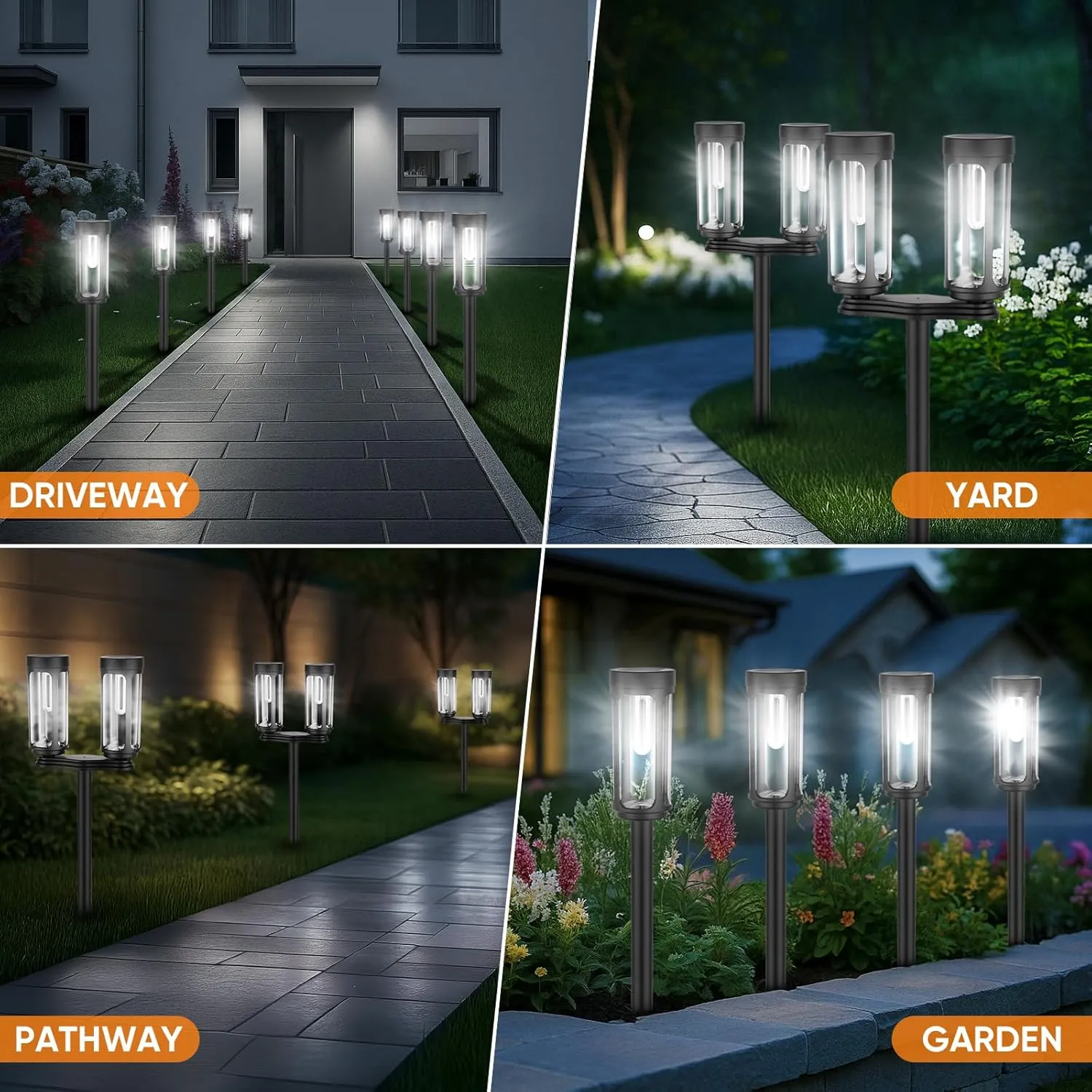 Bright Solar Pathway Lights Outdoor, 8 Pack Solar Powered Garden Lights Waterproof, Auto On/Off Yard Lawn Patio Walkway Driveway Decor Landscape Lighting White Lights