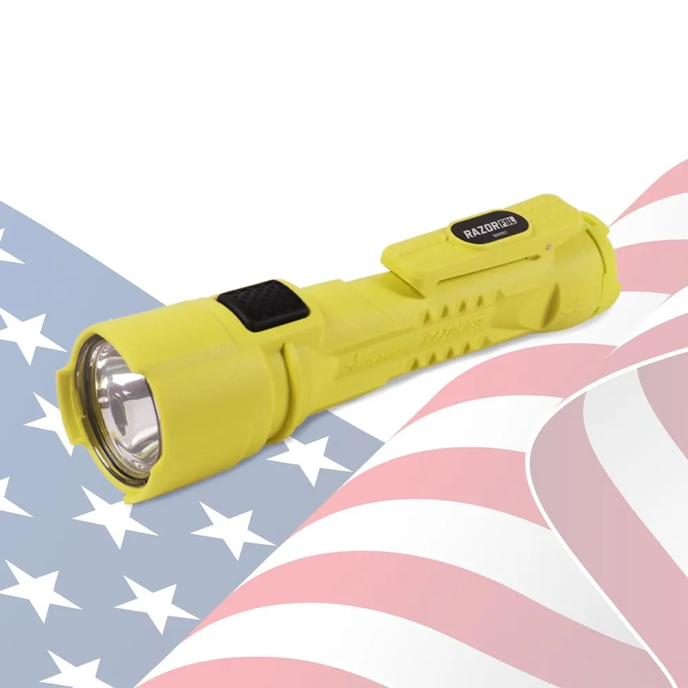 Bright Star Razor FSL Dual Light Magnetic LED Flashlight – 14,000 Candela, 10-Hour Runtime, USA-Made, Includes 3AA Batteries for Convenience
