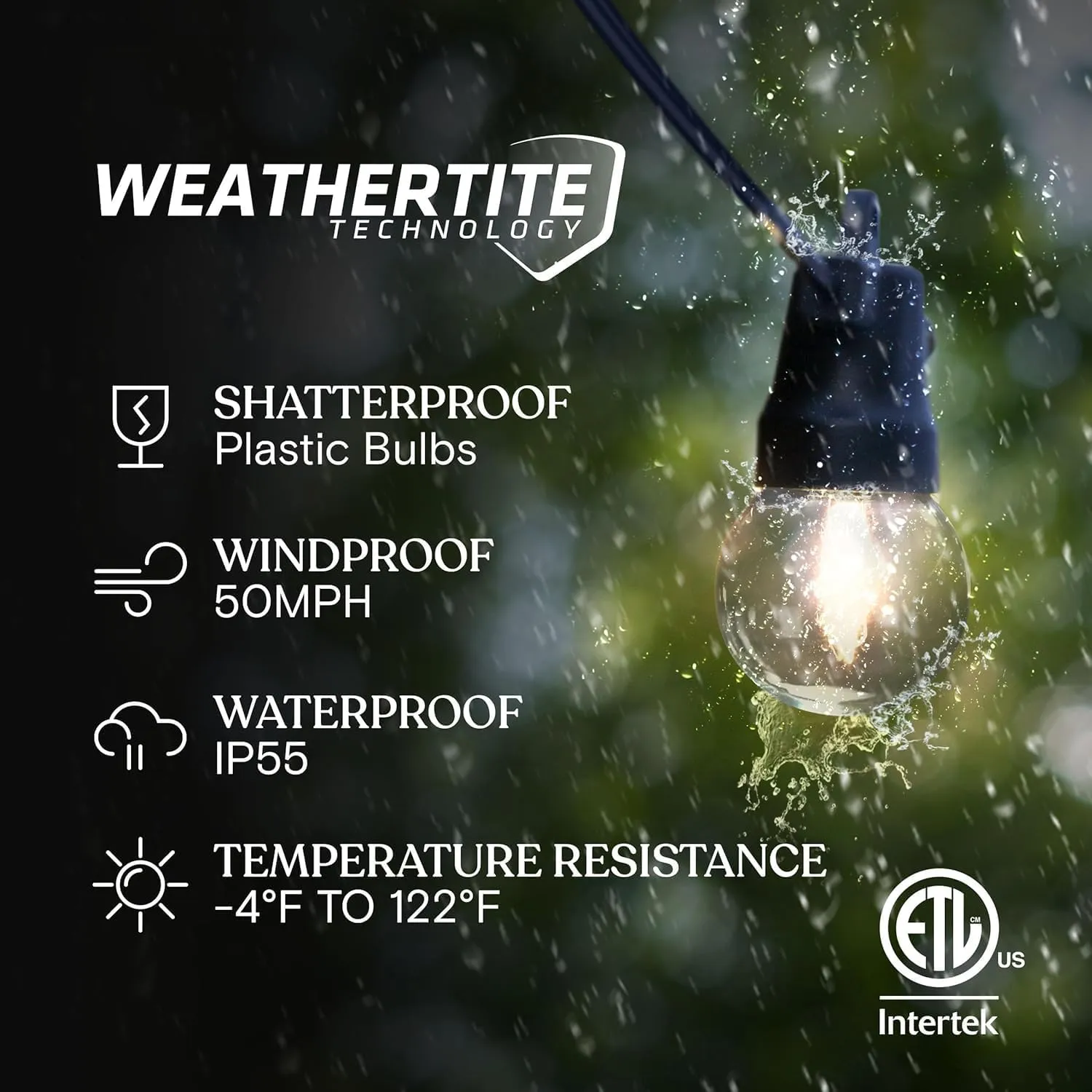 Brightech Ambience Pro Solar Powered Outdoor String Lights - Commercial Grade 27 Ft Waterproof Patio Lights with 12 Edison Globe Bulbs, Shatterproof LED String Lights for Patio - 1W, Warm White
