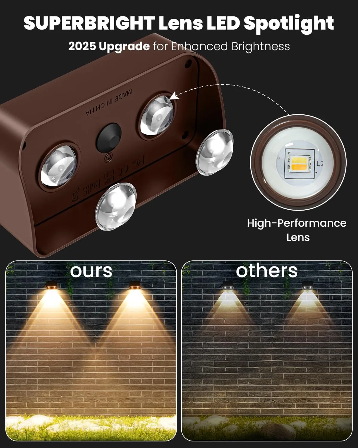 Brighter Solar Fence Lights-3000/4000/6000K 3 Mode,Solar Lights Outdoor Waterproof,Dusk to Dawn Deck Light, Outdoor Lighting for Backyard/Railing/Wall/Step/Patio(12 Pack)