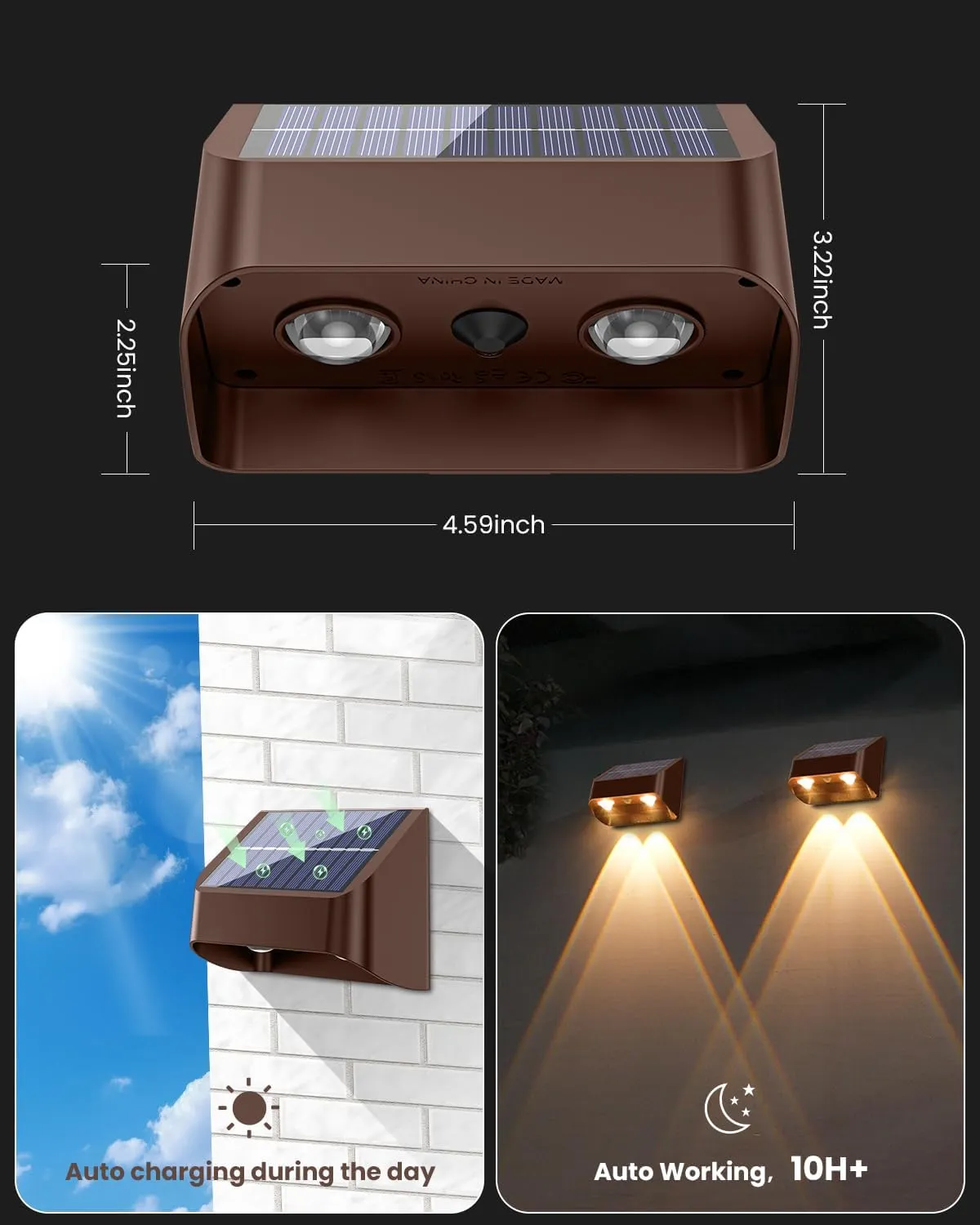 Brighter Solar Fence Lights-3000/4000/6000K 3 Mode,Solar Lights Outdoor Waterproof,Dusk to Dawn Deck Light, Outdoor Lighting for Backyard/Railing/Wall/Step/Patio(12 Pack)
