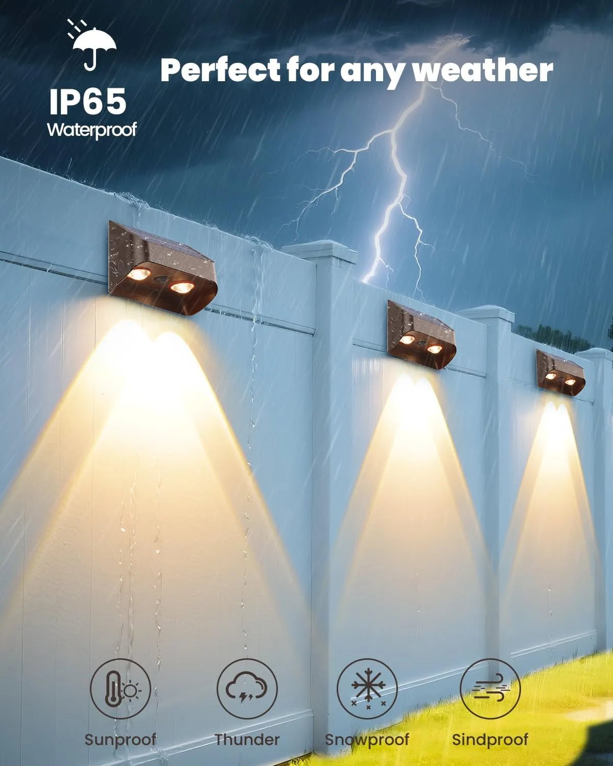Brighter Solar Fence Lights-3000/4000/6000K 3 Mode,Solar Lights Outdoor Waterproof,Dusk to Dawn Deck Light, Outdoor Lighting for Backyard/Railing/Wall/Step/Patio(12 Pack)
