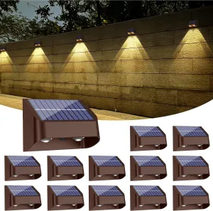 Brighter Solar Fence Lights-3000/4000/6000K 3 Mode,Solar Lights Outdoor Waterproof,Dusk to Dawn Deck Light, Outdoor Lighting for Backyard/Railing/Wall/Step/Patio(12 Pack)